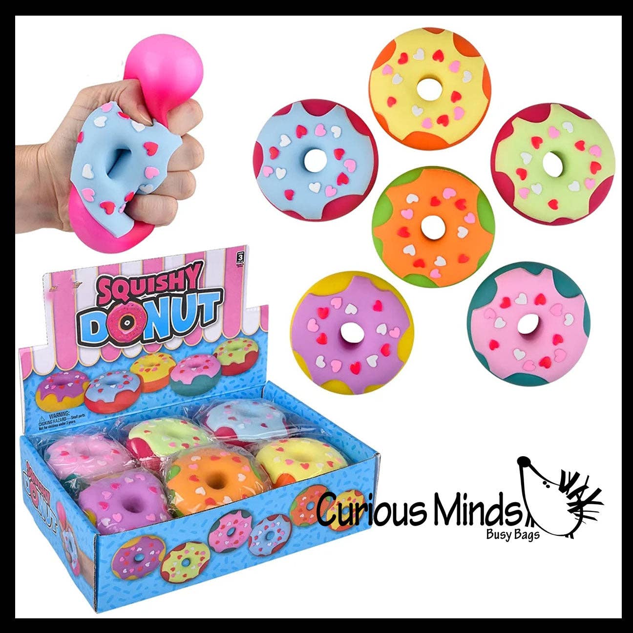 1 Donut Doughnut Soft Doh Filled Stretch Ball with Removable