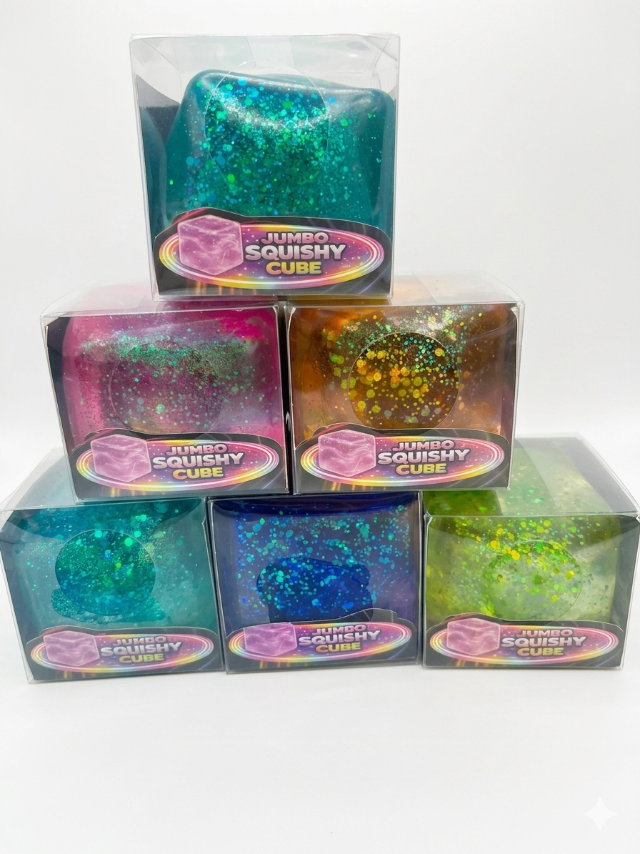 Jumbo Glitter Cube Squishy