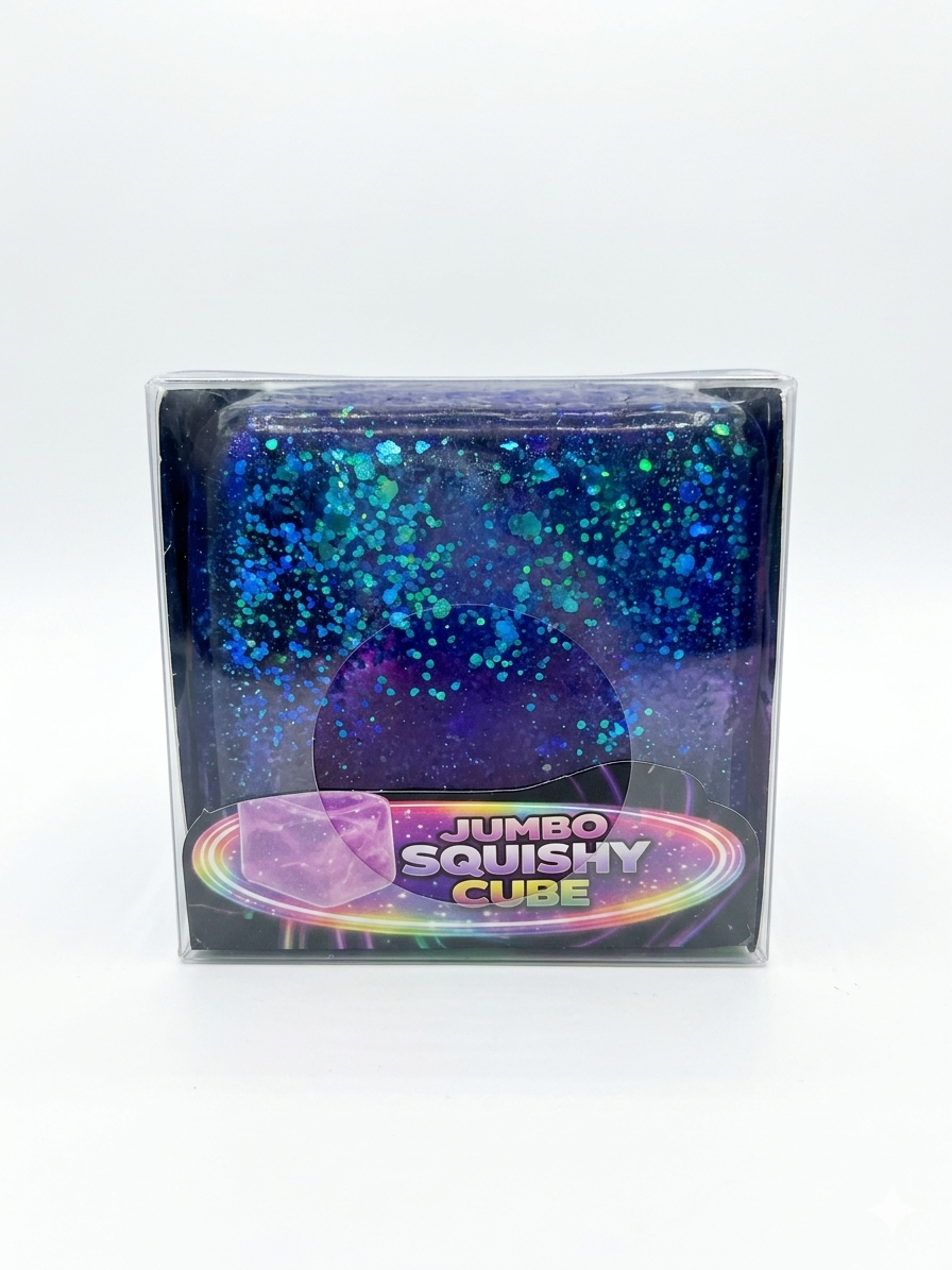 Jumbo Glitter Cube Squishy