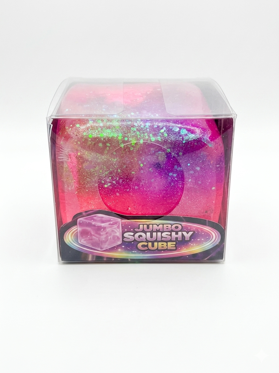 Jumbo Glitter Cube Squishy
