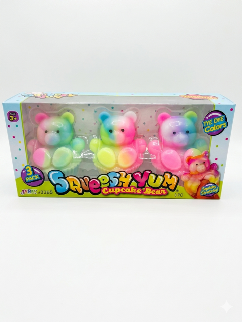Tie Dye Cupcake Bear Squishy 3 pack