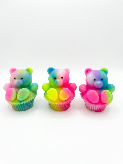 Tie Dye Cupcake Bear Squishy 3 pack